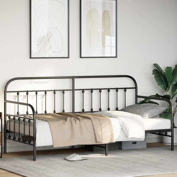vidaXL Daybed Frame Black 35.43 x 78.74 in Powder-Coated Steel