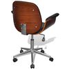 vidaXL Office Chair Black and Brown Faux Leather, Bent Wood, Chromed Iron