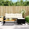 vidaXL Garden Sofa Black Poly Rattan Large Removable Covers