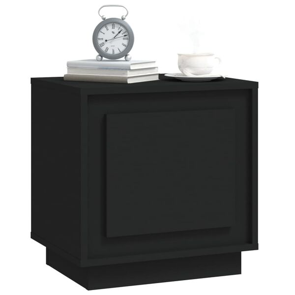 vidaXL Bedside Cabinet Black Engineered Wood Medium Bedside Cabinet