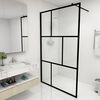 vidaXL Walk-in Shower Wall with Tempered Glass Black 45.3"x76.8"