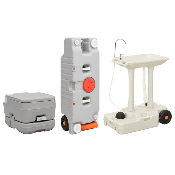 vidaXL Portable Camping Toilet and Handwash Stand Set with Water Tank