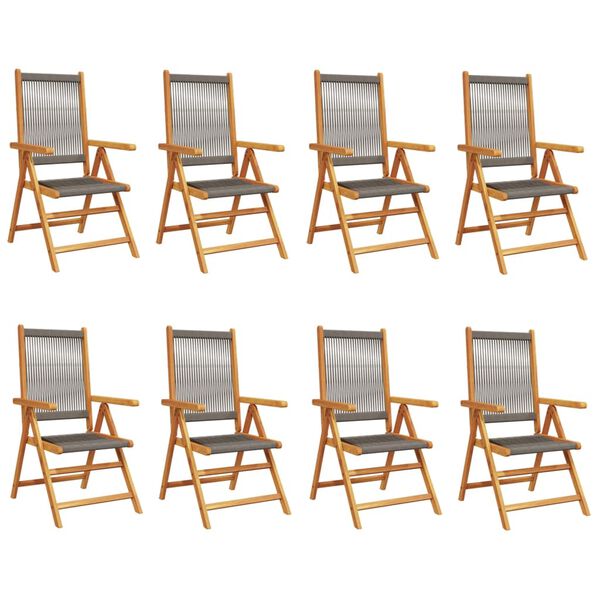 vidaXL Garden Chair Set of 8 Gray Solid Acacia wood Standard Foldable