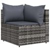 vidaXL Patio Lounge Set Gray PE rattan, powder-coated steel, polyester