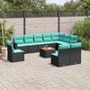 vidaXL 11 Piece Patio Sofa Set with Cushions Black Poly Rattan