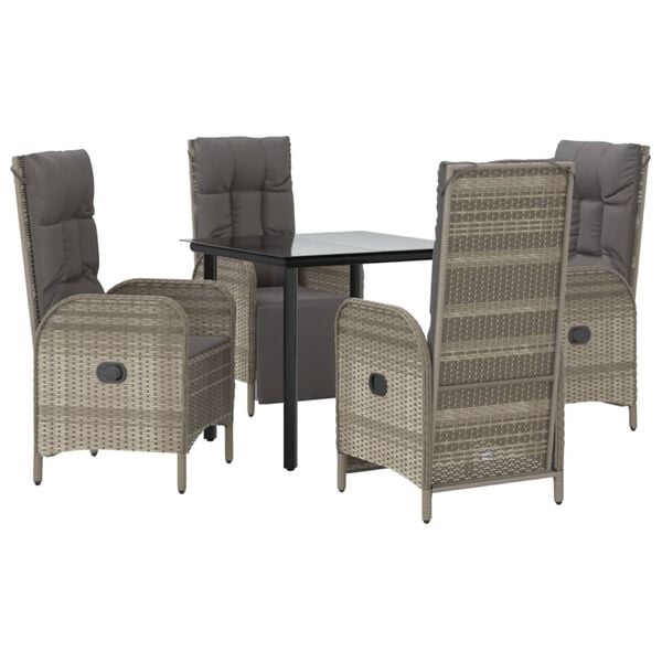 vidaXL Garden Dining Set Black and gray