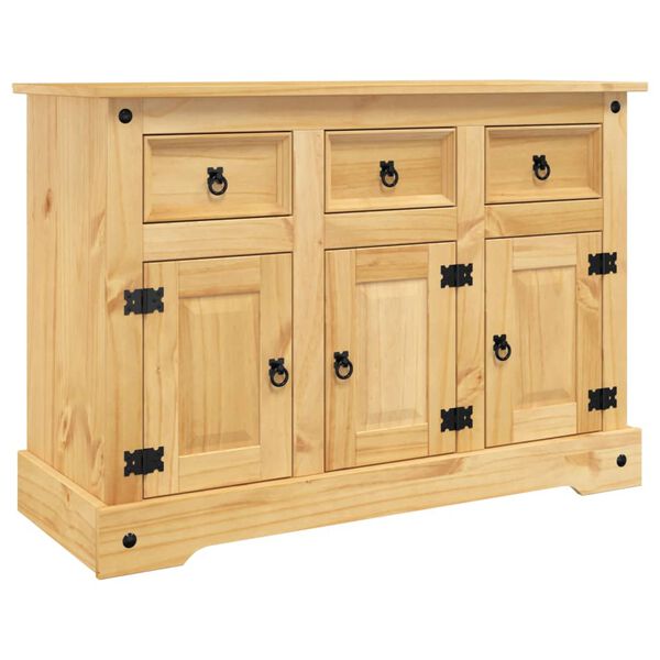 vidaXL Sideboard Brown Solid pine wood, Engineered wood Medium Sideboard
