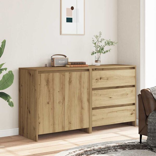vidaXL Sideboard Set of 2 Artisan oak Engineered wood Medium Sideboard