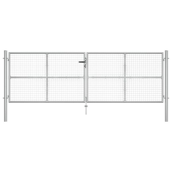 vidaXL Garden Gate Galvanised Steel 157.5x49.2" Silver