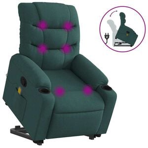 vidaXL Stand Up Massage Recliner Chair Dark Green