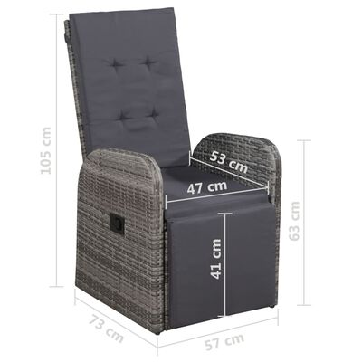 vidaXL Patio Chair with Cushion Poly Rattan Gray
