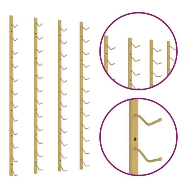 vidaXL Wall Mounted Wine Rack for 12 Bottles 2 pcs Gold Iron