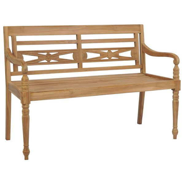 vidaXL Batavia Bench with Blue Cushion 59.1 " Solid Teak Wood