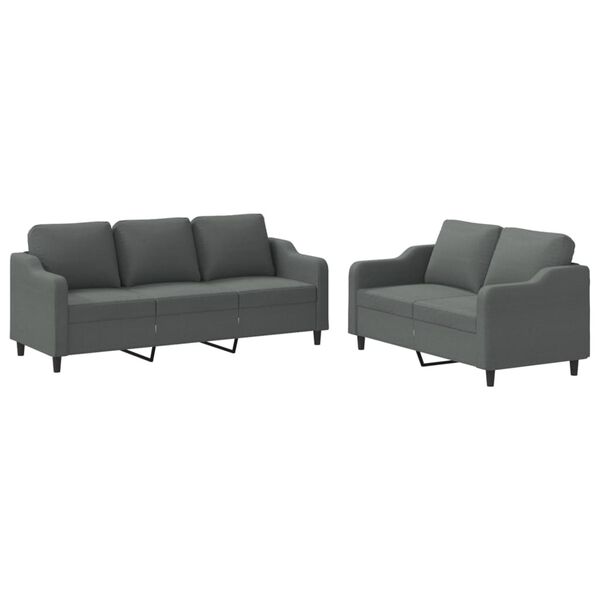 vidaXL Sofa Set Dark Grey Polyester, Metal, Textilene, Plywood