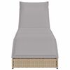 vidaXL Folding Sun Lounger with Cushion and Storage Beige Poly Rattan