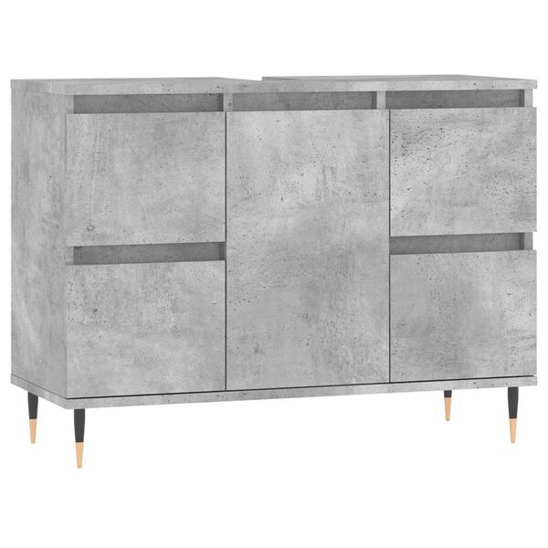 vidaXL Bathroom Cabinet Concrete Grey Engineered Wood, Iron Medium