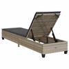 vidaXL Sun Lounger with Cushions Light Grey 55x200x25,5cm Poly Rattan
