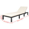 vidaXL Sunlounger Black PE rattan Standard Removable Covers