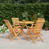 vidaXL Garden Dining Set Natural Teak Solid Teak Wood 5 Piece Set