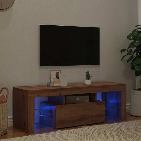 vidaXL TV Cabinet Artisan Oak Engineered Wood, Glass Medium TV Cabinet