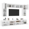 vidaXL TV Wall Cabinet Set White Engineered wood, glass Large