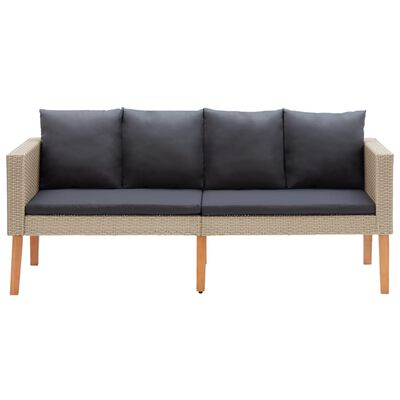 vidaXL 2-Seater Patio Sofa with Cushions Poly Rattan Beige