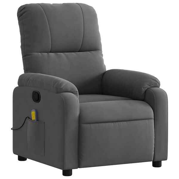 vidaXL Massage Recliner Chair Dark gray Microfiber fabric, metal, plywood