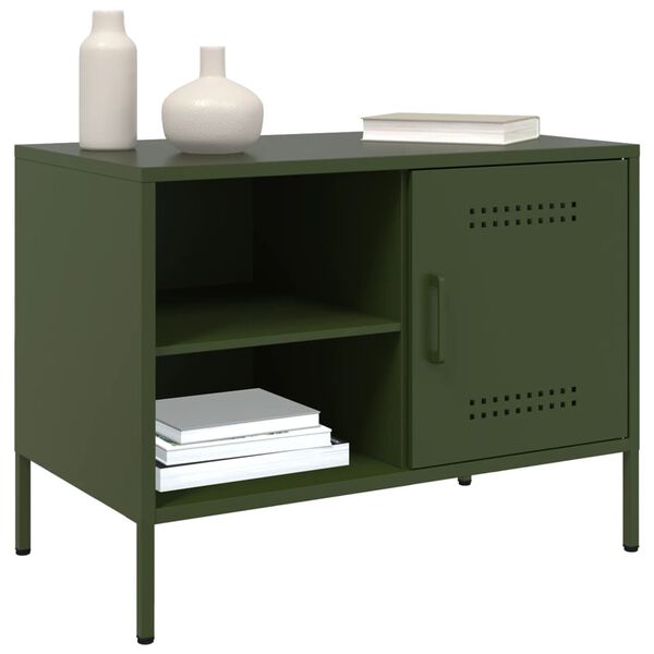 vidaXL TV Cabinet Set of 2 Olive Green Steel Medium TV Cabinet