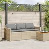 vidaXL Garden Sofa Beige Poly Rattan, Powder-Coated Steel 3-Seater