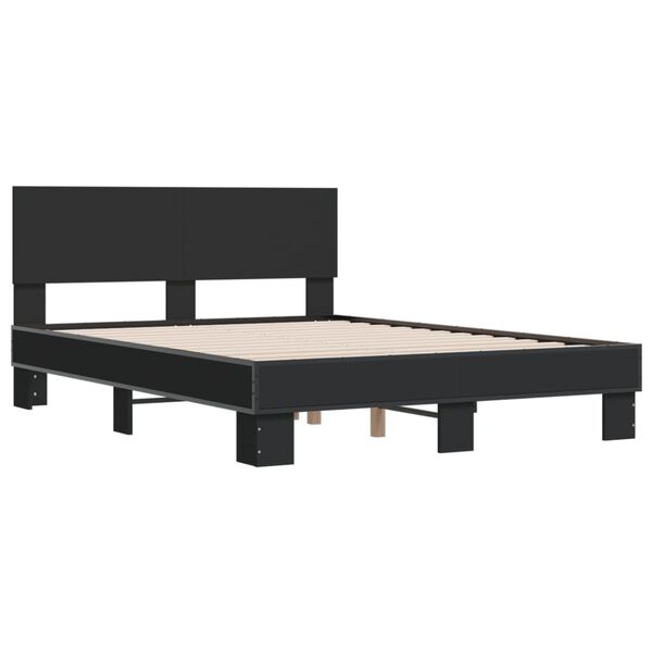 vidaXL Bed Frame Black Engineered wood and metal Double Durable