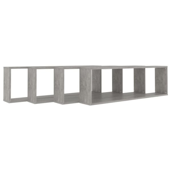 vidaXL Wall Shelf Set of 4 Concrete Grey Engineered Wood