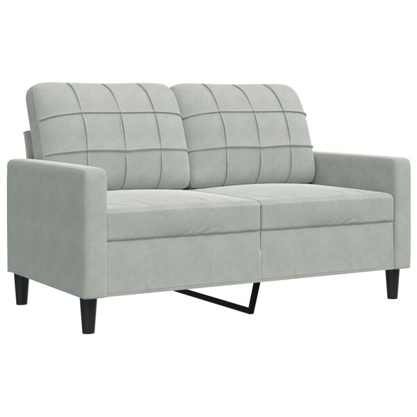 vidaXL 2-seater Sofa Light gray Velvet, Polyester, Metal, Plywood 2-seater