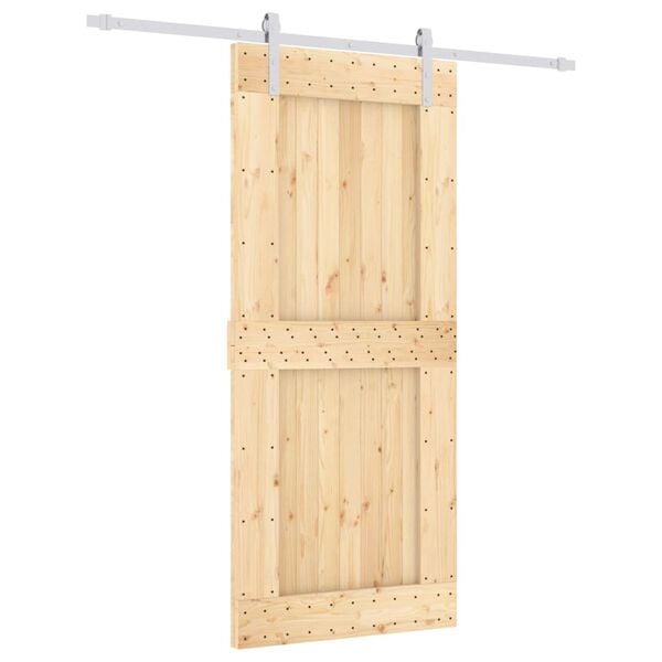 vidaXL Sliding Door with Hardware Set 35.4x82.7" Solid Wood Pine