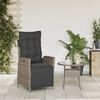 vidaXL Reclining Garden Chair Grey PE rattan, powder-coated steel, polyester