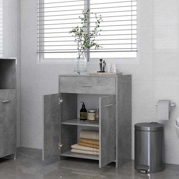 vidaXL Bathroom Cabinet Concrete Gray 23.6"x13"x31.5" Engineered Wood