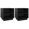 vidaXL Bedside Cabinet Set of 2 Black Solid Pine Wood Medium