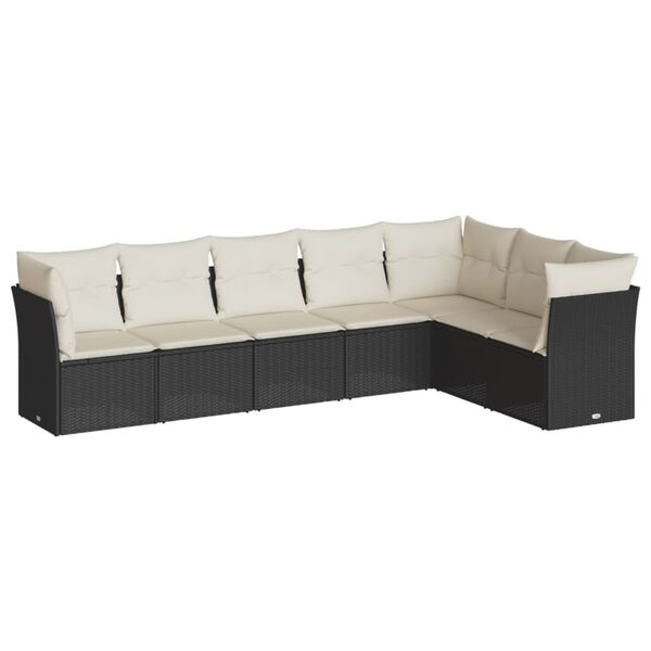 vidaXL Garden Sofa Set Black PE rattan, powder-coated steel, polyester