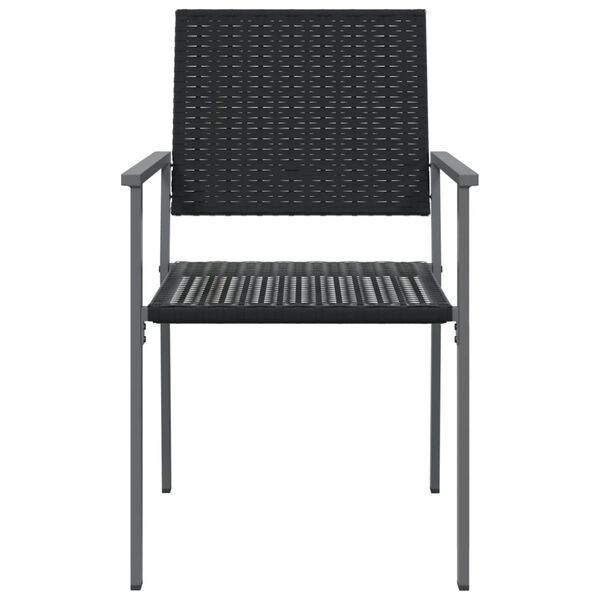 vidaXL Garden Chair Set of 4 Black PE Rattan, Powder-Coated Steel Medium