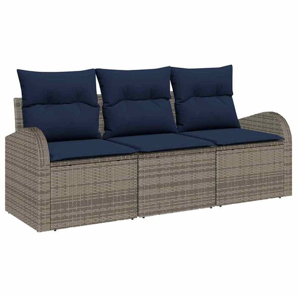 vidaXL Garden Sofa Set Grey Poly Rattan