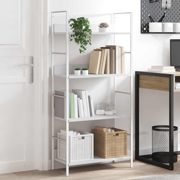 vidaXL Shelf Cabinet White Engineered wood Medium Bookshelf