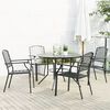 vidaXL Garden Chair Set Anthracite Powder-Coated Steel Medium Stackable