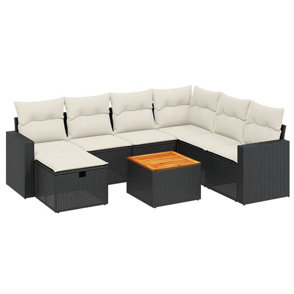 vidaXL Garden Sofa Set Black, Cream White PE Rattan Removable Covers