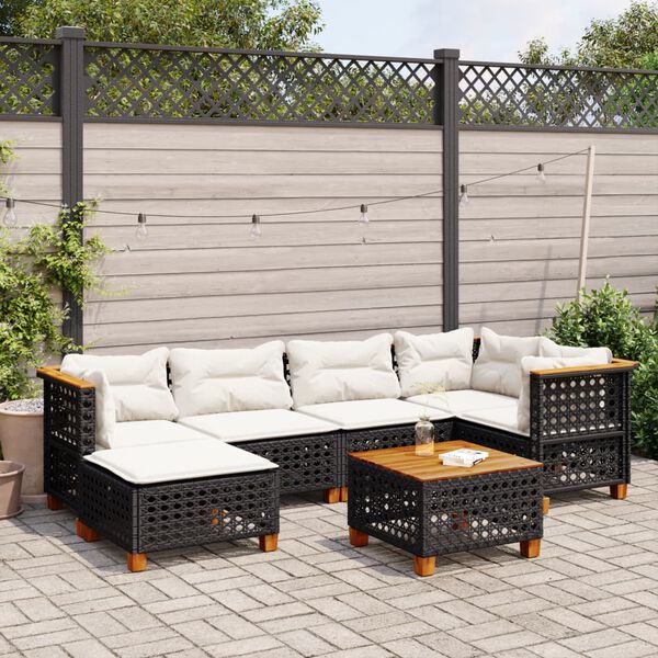 vidaXL Garden Sofa Set Black and Cream