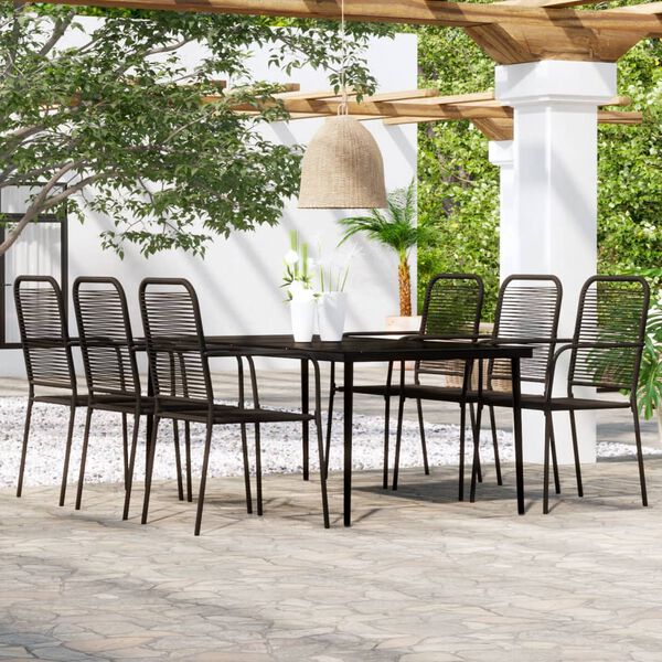 vidaXL Dining Set Black Powder-coated steel Large Durable Dining Set