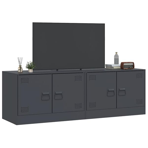 vidaXL TV Cabinet Set of 2 Anthracite Cold-rolled steel TV Cabinet