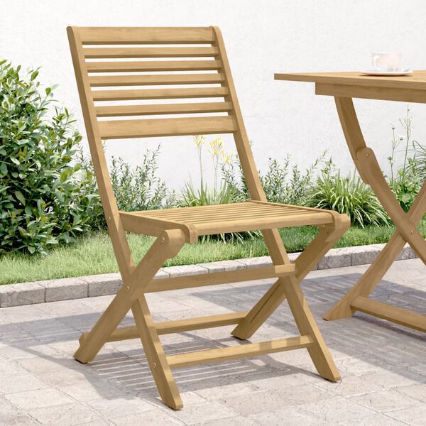 vidaXL Garden Chair Set of 2 Light wood Solid Acacia wood Standard