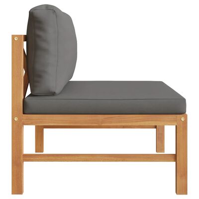 vidaXL Middle Sofa with Dark Gray Cushions Solid Teak Wood