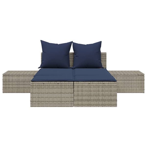 vidaXL Double Sun Lounger Grey, Navy Blue