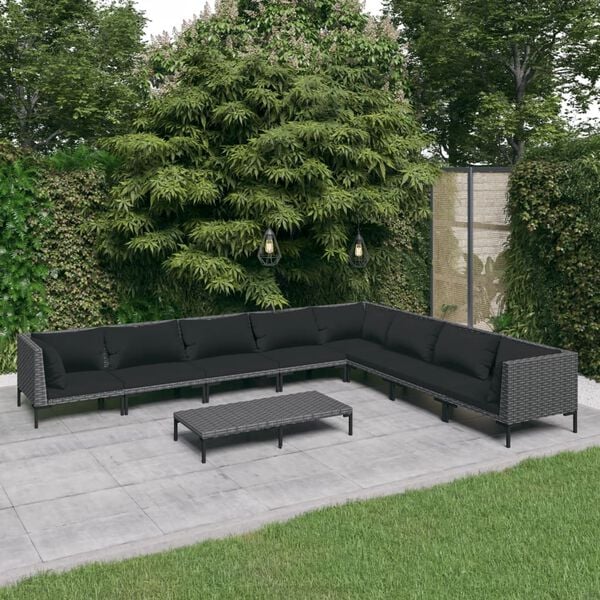 vidaXL Garden Lounge Set Dark Grey, Black