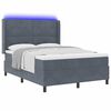 vidaXL LED Box Spring Bed with Mattress Dark gray 55.1" x 78.7" Velvet